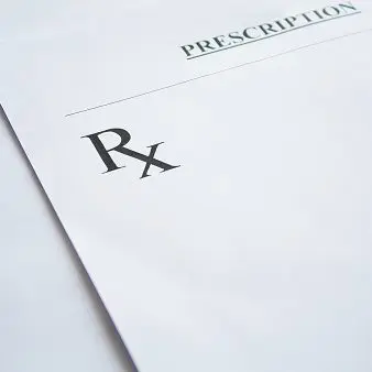 RX prescription form on white background